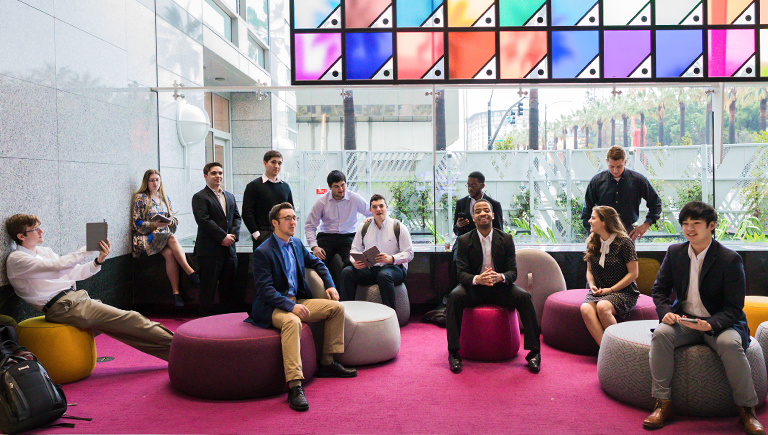 A group of students at a professional event