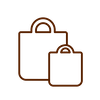 Line drawing of two shopping bags